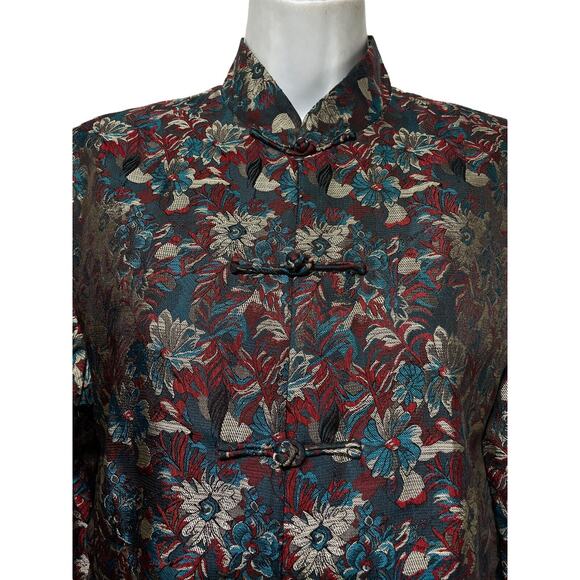 Vintage Lan Vie Asian Brocade Button up long sleeve V-neck blazer Coat - Picture 3 of 7